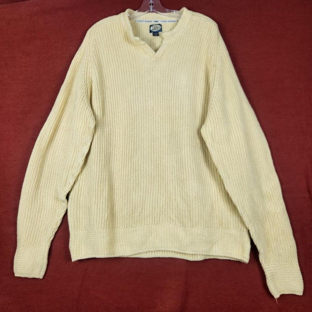 Tommy Bahama Men's Yellow V-Neck Sweater Size XL Preppy Retro Athleisure Golf